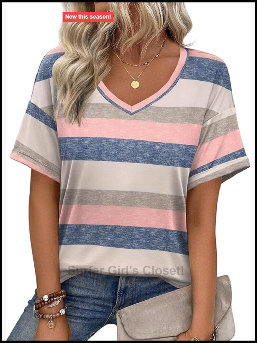 Women's Short Sleeve Floral Tee V Neck Casual Summer Blouse T-Shirt